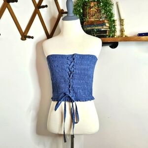 NWT American‎ Eagle Outfitters Cornflower Blue Tube Top Womens Size Large- Read!